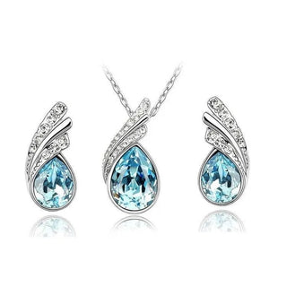 Sea Blue Crystal Necklace & Earring Set