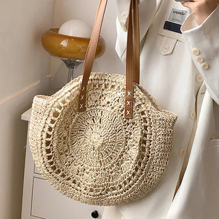Riley Round Straw Beach Bag