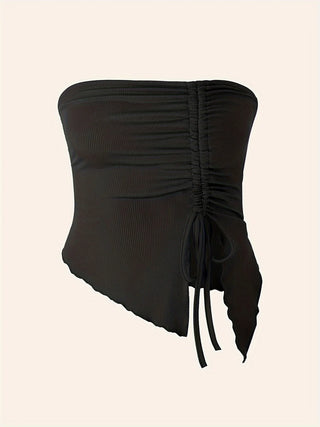 Drawstring Ruched Tube Top
