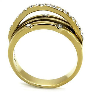 Gold Stainless Steel Ring with Top Grade Crystal