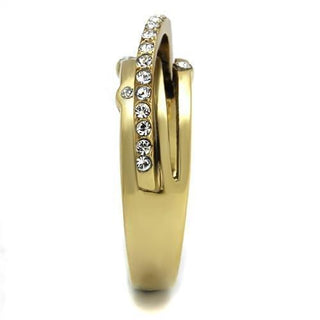 Gold Stainless Steel Ring with Top Grade Crystal