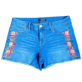 Jordache Floral Embroidered Denim Shorts