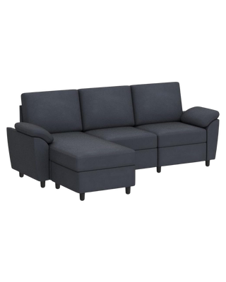 Linen Sectional Sofa with Pillows