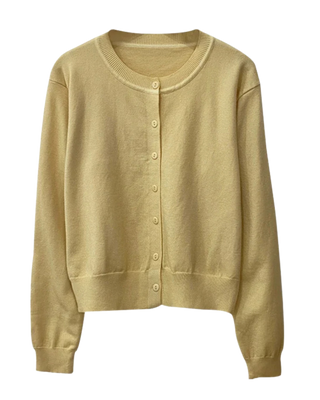 Long Sleeve O-Neck Button-Down Cardigan