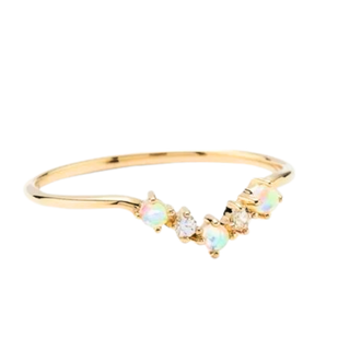 Mejuri Opal & White Sapphire Wishbone Ring 14K