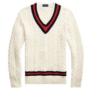 Polo Ralph Lauren Multi Cable-Knit V-Neck Cricket Sweater