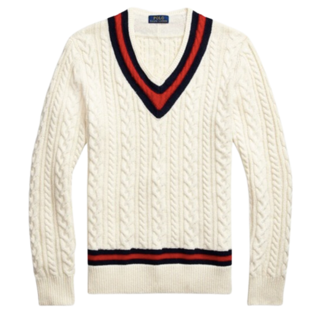 Polo Ralph Lauren Multi Cable-Knit V-Neck Cricket Sweater