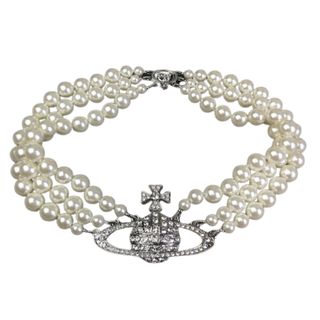 Vivienne Westwood Three Row Pearl Bas Relief Choker