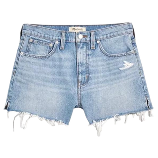 Madewell Madera Denim Raw-Edge Distressed Shorts