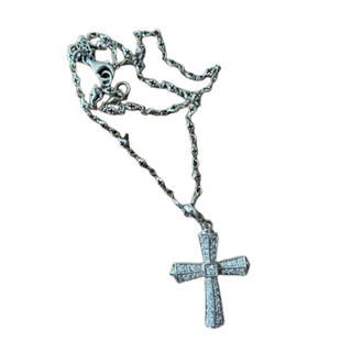 Roy King Sterling Silver CZ Cross Chain Necklace