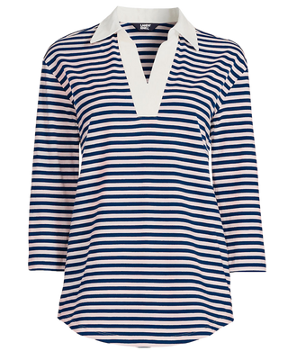 Lands' End Striped Sweater 3/4 Sleeve