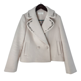 Pearl Detail Wool Blend Blazer