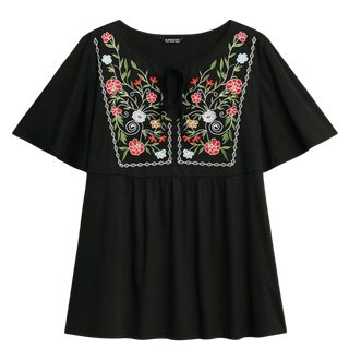 BloomChic Floral Embroidered Eyelet Top