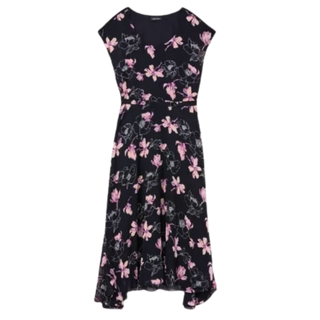 Club Monaco Silk Off Shoulder Midi Dress