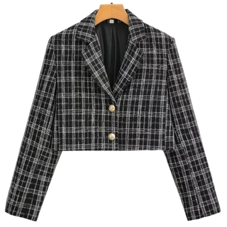 Parisian Plaid Tweed Blazer