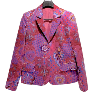 Sezane Christie Double Breasted Floral Blazer