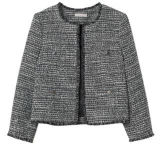 H&M Tweed Fringe Classic Open Blazer