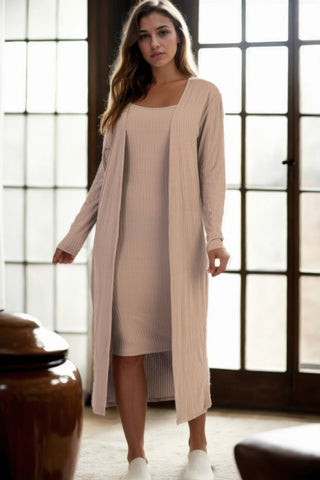 Three Rivers Ribbed Cardigan & Midi Dress Set