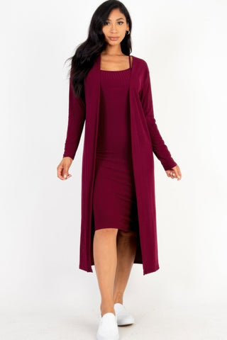 Three Rivers Ribbed Cardigan & Midi Dress Set