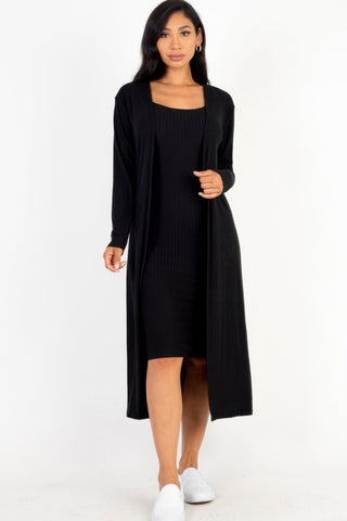 Three Rivers Ribbed Cardigan & Midi Dress Set