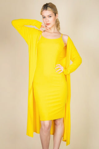 Three Rivers Ribbed Cardigan & Midi Dress Set