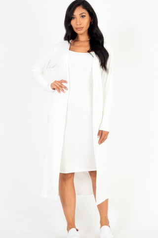 Three Rivers Ribbed Cardigan & Midi Dress Set