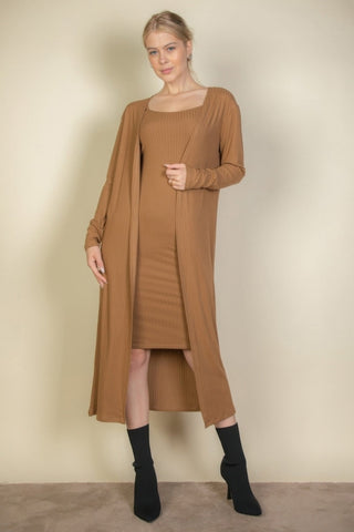 Three Rivers Ribbed Cardigan & Midi Dress Set