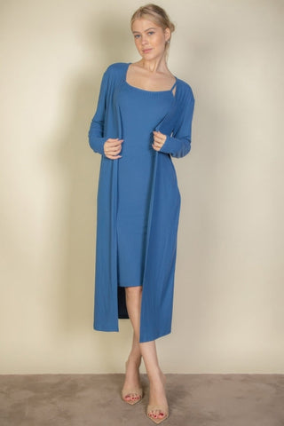 Three Rivers Ribbed Cardigan & Midi Dress Set