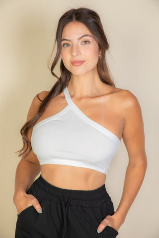 Tahoe Ribbed One-Shoulder Crop Top