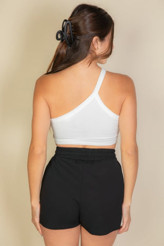 Tahoe Ribbed One-Shoulder Crop Top