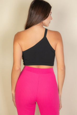 Tahoe Ribbed One-Shoulder Crop Top