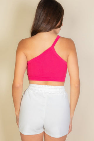 Tahoe Ribbed One-Shoulder Crop Top