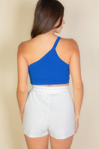 Tahoe Ribbed One-Shoulder Crop Top