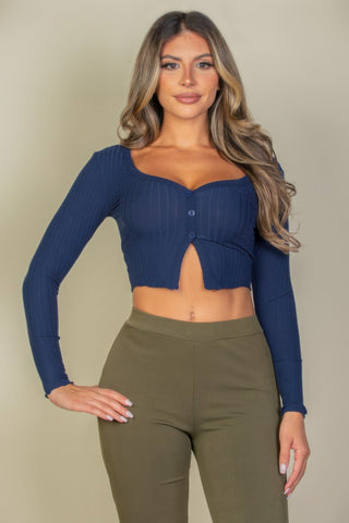 Groveland Ribbed Button-Front Top