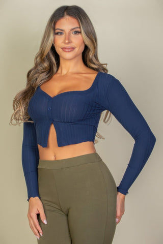 Groveland Ribbed Button-Front Top