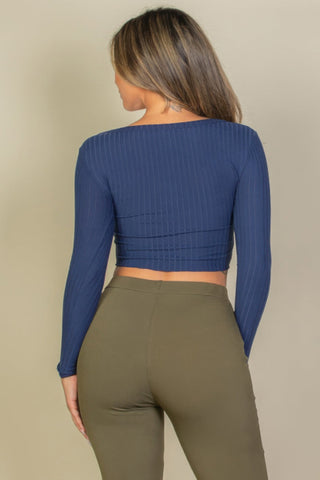 Groveland Ribbed Button-Front Top