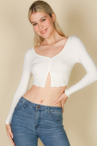 Groveland Ribbed Button-Front Top