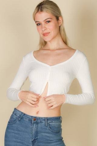 Groveland Ribbed Button-Front Top