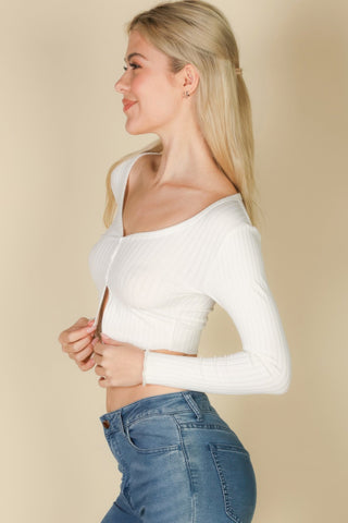 Groveland Ribbed Button-Front Top