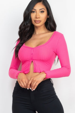 Groveland Ribbed Button-Front Top