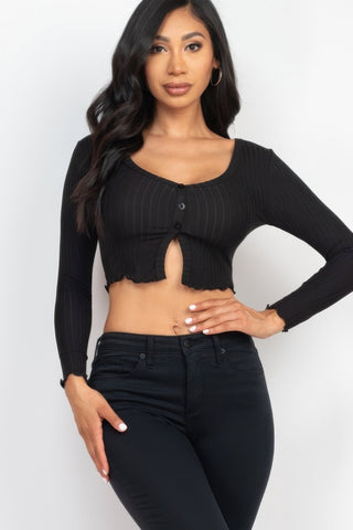 Groveland Ribbed Button-Front Top