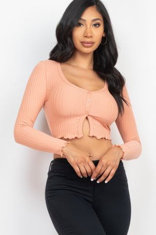 Groveland Ribbed Button-Front Top