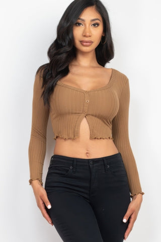 Groveland Ribbed Button-Front Top