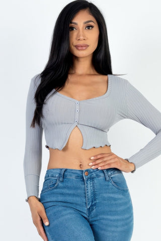 Groveland Ribbed Button-Front Top