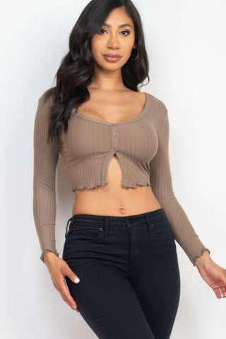 Groveland Ribbed Button-Front Top