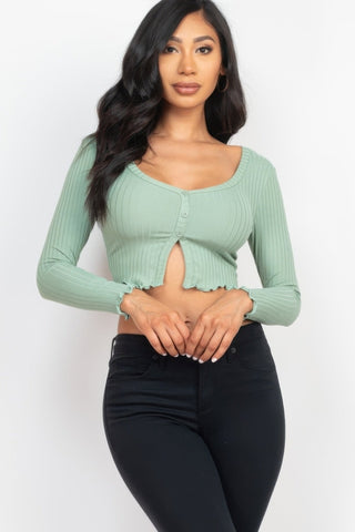 Groveland Ribbed Button-Front Top