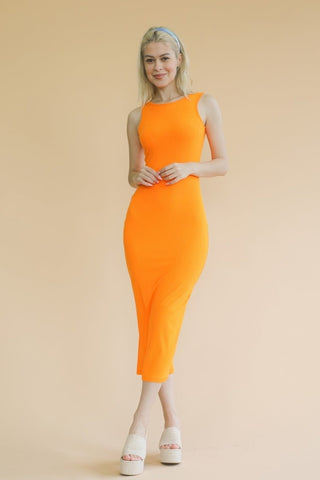 Mammoth Ribbed Open Back Sleeveless Maxi Dress