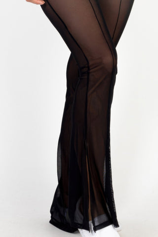 Kitimat Sheer Front Slit Flared Pants