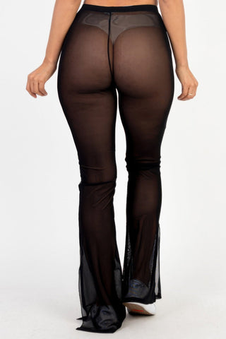 Kitimat Sheer Front Slit Flared Pants