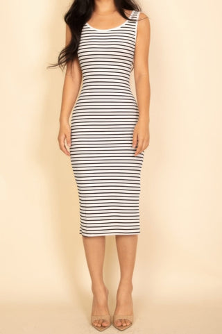 Redwood Ribbed Stripe Midi Dress
